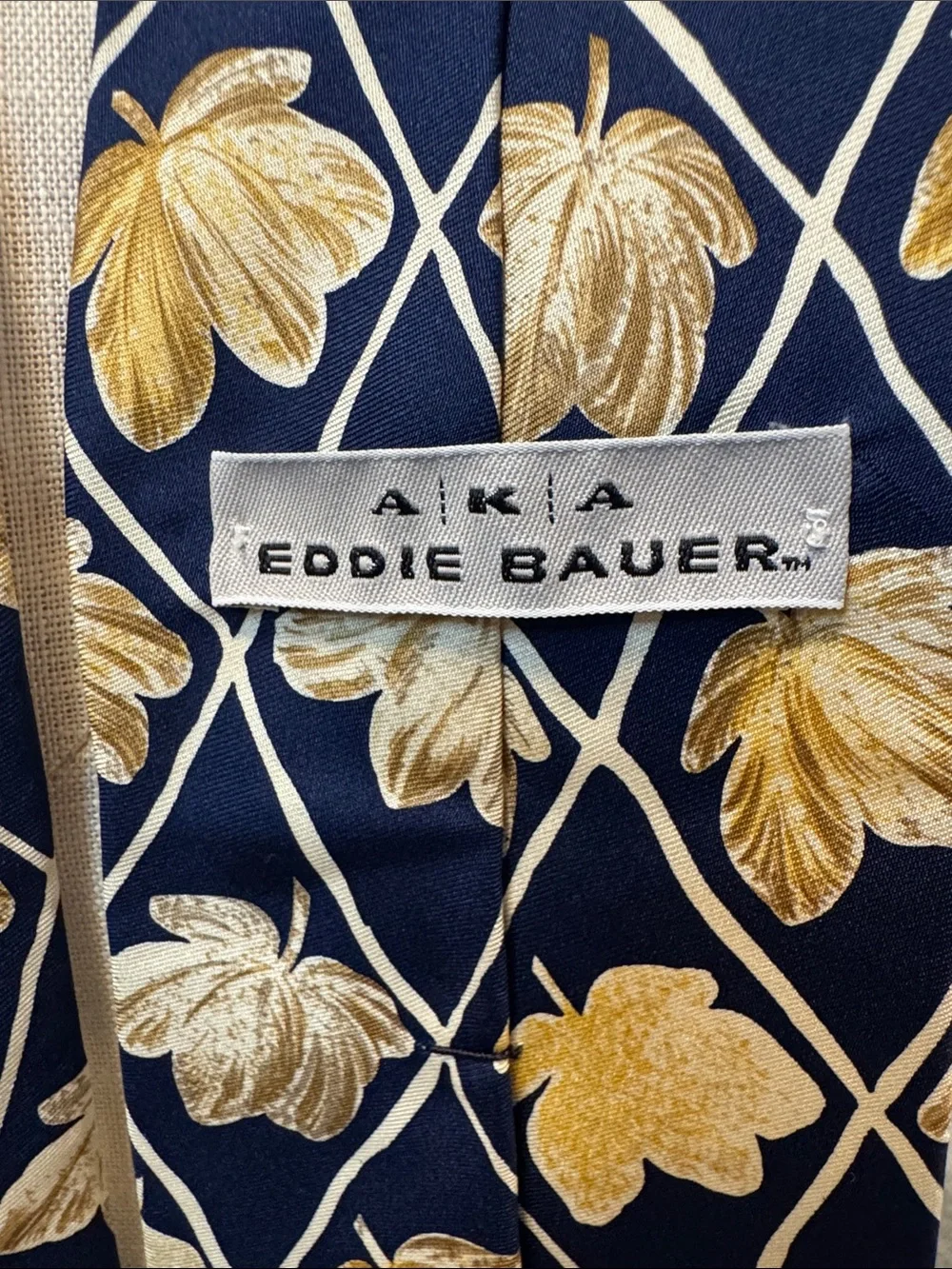 Eddie Bauer Navy and Gold Floral Scarf Tie